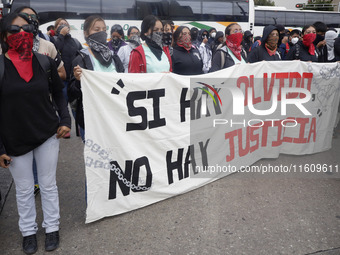 On September 25, 2024, comrades and parents of the 43 disappeared students from Ayotzinapa protest at the Antimonument of the 43 in Mexico C...