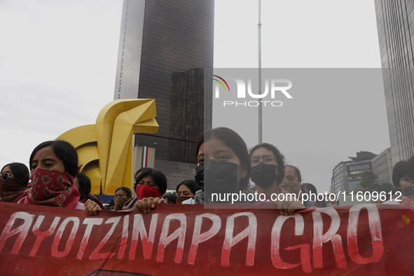 On September 25, 2024, comrades and parents of the 43 disappeared students from Ayotzinapa protest at the Antimonument of the 43 in Mexico C...