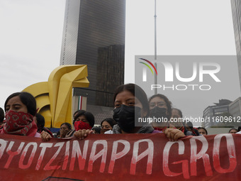 On September 25, 2024, comrades and parents of the 43 disappeared students from Ayotzinapa protest at the Antimonument of the 43 in Mexico C...