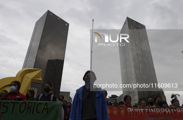 On September 25, 2024, comrades and parents of the 43 disappeared students from Ayotzinapa protest at the Antimonument of the 43 in Mexico C...