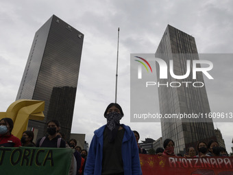 On September 25, 2024, comrades and parents of the 43 disappeared students from Ayotzinapa protest at the Antimonument of the 43 in Mexico C...