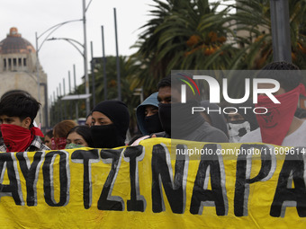 On September 25, 2024, comrades and parents of the 43 disappeared students from Ayotzinapa protest at the Antimonument of the 43 in Mexico C...