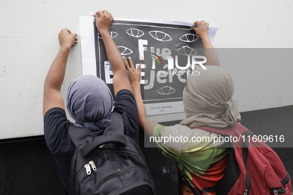 On September 25, 2024, comrades and parents of the 43 disappeared students from Ayotzinapa protest at the Antimonument of the 43 in Mexico C...