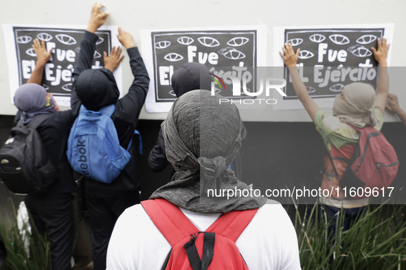 On September 25, 2024, comrades and parents of the 43 disappeared students from Ayotzinapa protest at the Antimonument of the 43 in Mexico C...