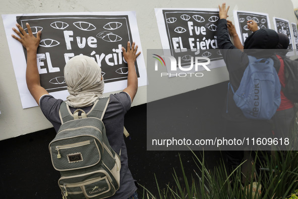 On September 25, 2024, comrades and parents of the 43 disappeared students from Ayotzinapa protest at the Antimonument of the 43 in Mexico C...