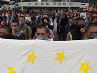 On September 25, 2024, comrades and parents of the 43 disappeared students from Ayotzinapa protest at the Antimonument of the 43 in Mexico C...