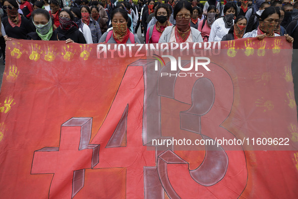 On September 25, 2024, comrades and parents of the 43 disappeared students from Ayotzinapa protest at the Antimonument of the 43 in Mexico C...