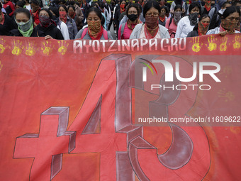 On September 25, 2024, comrades and parents of the 43 disappeared students from Ayotzinapa protest at the Antimonument of the 43 in Mexico C...