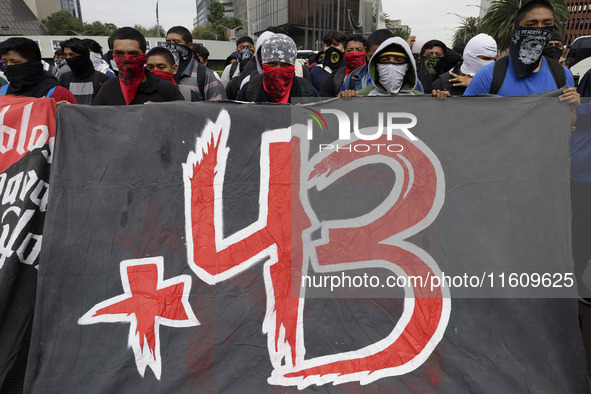 On September 25, 2024, comrades and parents of the 43 disappeared students from Ayotzinapa protest at the Antimonument of the 43 in Mexico C...