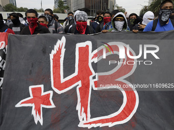 On September 25, 2024, comrades and parents of the 43 disappeared students from Ayotzinapa protest at the Antimonument of the 43 in Mexico C...