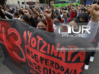 On September 25, 2024, comrades and parents of the 43 disappeared students from Ayotzinapa protest at the Antimonument of the 43 in Mexico C...