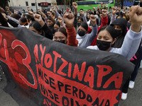 On September 25, 2024, comrades and parents of the 43 disappeared students from Ayotzinapa protest at the Antimonument of the 43 in Mexico C...