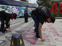 On September 25, 2024, comrades and parents of the 43 disappeared students from Ayotzinapa protest at the Antimonument of the 43 in Mexico C...