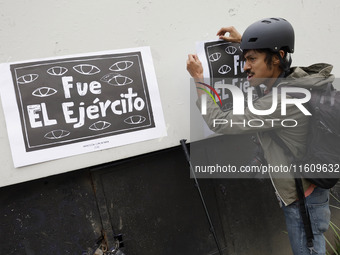 On September 25, 2024, comrades and parents of the 43 disappeared students from Ayotzinapa protest at the Antimonument of the 43 in Mexico C...