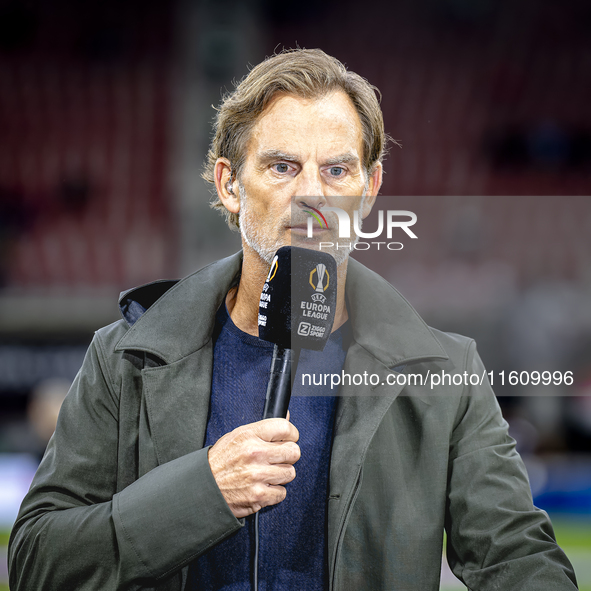 Ronald de Boer of ZIGGO Sport is present during the match between AZ and Elfsborg at the AZ Stadium for the UEFA Europa League - League phas...