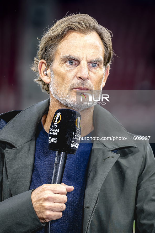 Ronald de Boer of ZIGGO Sport is present during the match between AZ and Elfsborg at the AZ Stadium for the UEFA Europa League - League phas...