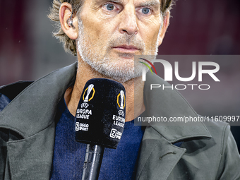 Ronald de Boer of ZIGGO Sport is present during the match between AZ and Elfsborg at the AZ Stadium for the UEFA Europa League - League phas...