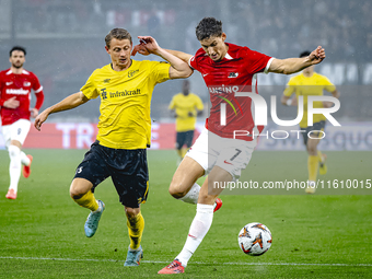 Elfsborg midfielder Simon Hedlund and AZ Alkmaar forward Ruben van Bommel during the match AZ vs. Elfsborg at the AZ Stadium for the UEFA Eu...