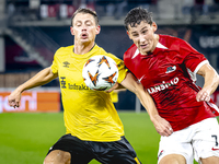 Elfsborg midfielder Simon Hedlund and AZ Alkmaar forward Ruben van Bommel during the match AZ vs. Elfsborg at the AZ Stadium for the UEFA Eu...