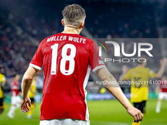 AZ Alkmaar defender David Moller Wolfe plays during the match AZ - Elfsborg at the AZ Stadium for the UEFA Europa League - League phase - Ma...