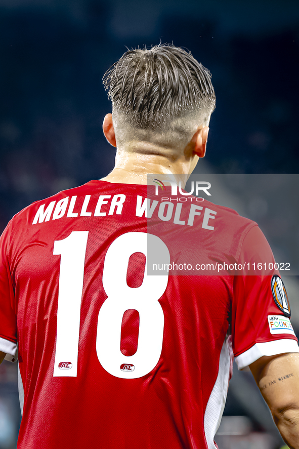 AZ Alkmaar defender David Moller Wolfe plays during the match AZ - Elfsborg at the AZ Stadium for the UEFA Europa League - League phase - Ma...