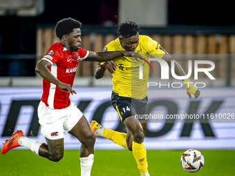 AZ Alkmaar forward Jayden Addai and IF Elfsborg forward Jalal Abdullai during the match AZ - Elfsborg at the AZ Stadium for the UEFA Europa...