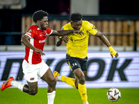 AZ Alkmaar forward Jayden Addai and IF Elfsborg forward Jalal Abdullai during the match AZ - Elfsborg at the AZ Stadium for the UEFA Europa...