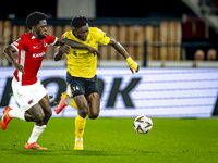 AZ Alkmaar forward Jayden Addai and IF Elfsborg forward Jalal Abdullai during the match AZ - Elfsborg at the AZ Stadium for the UEFA Europa...