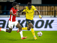 AZ Alkmaar forward Jayden Addai and IF Elfsborg forward Jalal Abdullai during the match AZ - Elfsborg at the AZ Stadium for the UEFA Europa...