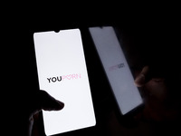 The YouPorn logo displays on a smartphone screen in Athens, Greece, on September 26, 2024. (