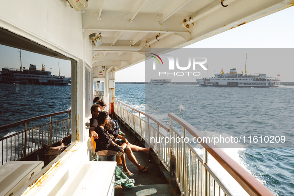 Daily life in Istanbul, Turkey, on September 25. People travel by ferry in the Sea of Marmara. 