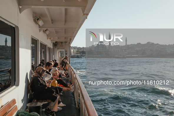 Daily life in Istanbul, Turkey, on September 25. People travel by ferry in the Sea of Marmara. 