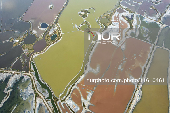 The colorful Salt Lake in Yuncheng, China, on September 26, 2024. 