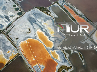 The colorful Salt Lake in Yuncheng, China, on September 26, 2024. (