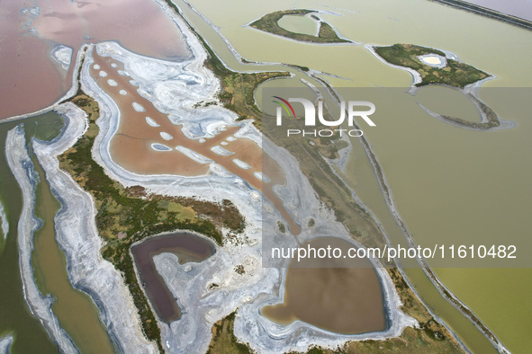 The colorful Salt Lake in Yuncheng, China, on September 26, 2024. 