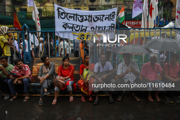 Various Left Front student organizations hold a protest demonstration in Kolkata, India, on September 26, 2024, against the rape and murder...