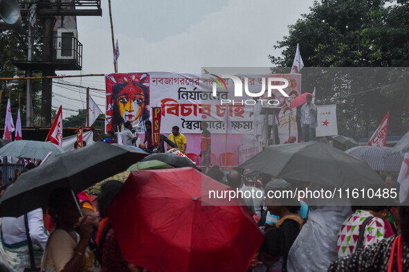 Various Left Front student organizations hold a protest demonstration in Kolkata, India, on September 26, 2024, against the rape and murder...