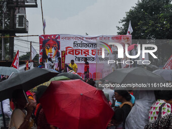 Various Left Front student organizations hold a protest demonstration in Kolkata, India, on September 26, 2024, against the rape and murder...