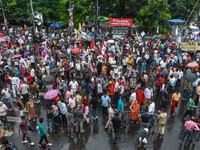 Various Left Front student organizations hold a protest demonstration in Kolkata, India, on September 26, 2024, against the rape and murder...