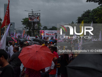 Various Left Front student organizations hold a protest demonstration in Kolkata, India, on September 26, 2024, against the rape and murder...