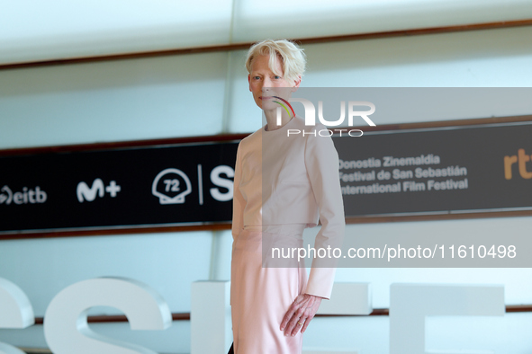 Tilda Swinton attends the Photocall for ''La Habitacion de al lado'' during the 72nd San Sebastian International Film Festival in San Sebast...