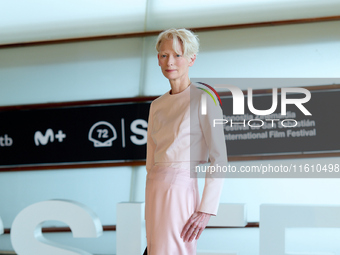 Tilda Swinton attends the Photocall for ''La Habitacion de al lado'' during the 72nd San Sebastian International Film Festival in San Sebast...