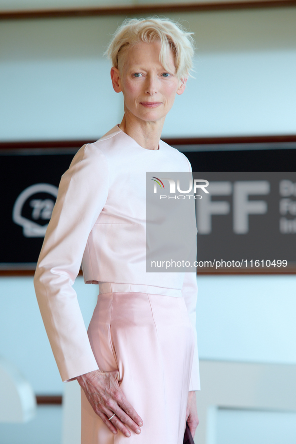 Tilda Swinton attends the Photocall for ''La Habitacion de al lado'' during the 72nd San Sebastian International Film Festival in San Sebast...