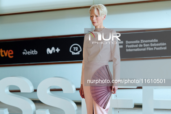 Tilda Swinton attends the Photocall for ''La Habitacion de al lado'' during the 72nd San Sebastian International Film Festival in San Sebast...