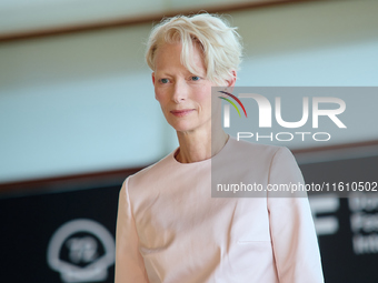 Tilda Swinton attends the Photocall for ''La Habitacion de al lado'' during the 72nd San Sebastian International Film Festival in San Sebast...