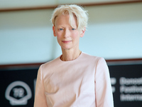 Tilda Swinton attends the Photocall for ''La Habitacion de al lado'' during the 72nd San Sebastian International Film Festival in San Sebast...