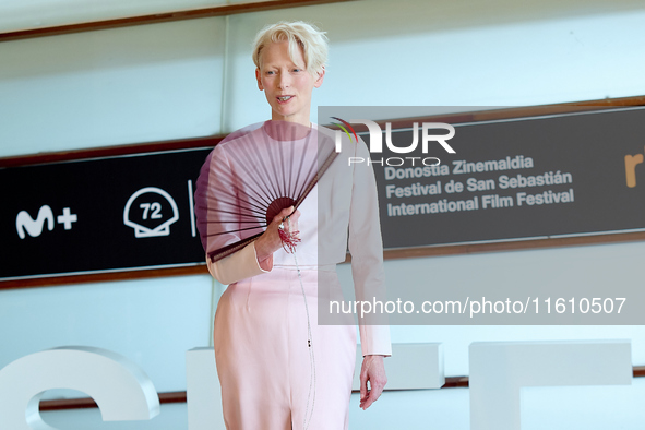 Tilda Swinton attends the Photocall for ''La Habitacion de al lado'' during the 72nd San Sebastian International Film Festival in San Sebast...