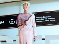 Tilda Swinton attends the Photocall for ''La Habitacion de al lado'' during the 72nd San Sebastian International Film Festival in San Sebast...