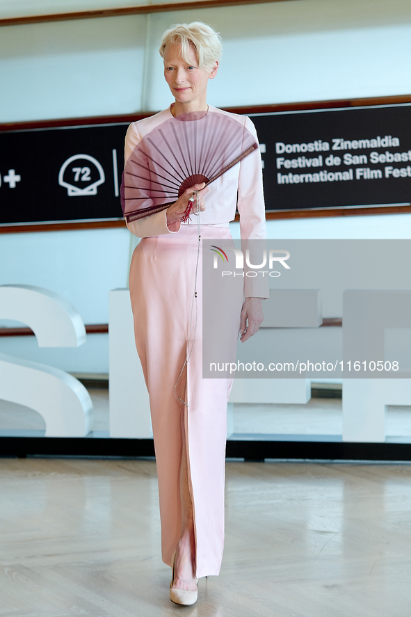 Tilda Swinton attends the Photocall for ''La Habitacion de al lado'' during the 72nd San Sebastian International Film Festival in San Sebast...