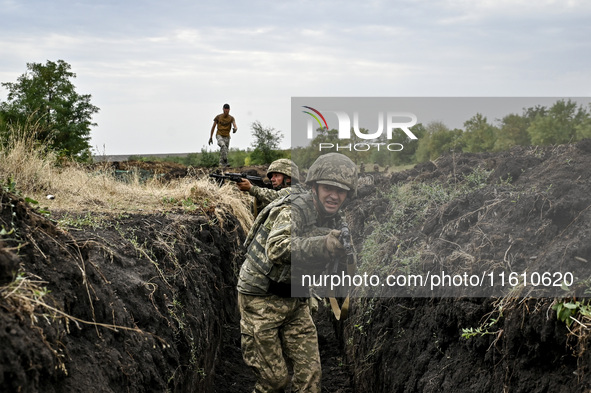 Servicemen of the 65th Separate Mechanized Brigade of the Armed Forces of Ukraine undergo combat cohesion in Ukraine, on September 12, 2024....